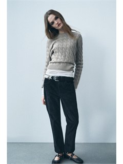 Укороченные бархатистые джинсы bootcut с высокой посадкой — zw collection ZARA 58112096