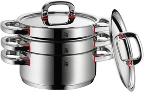 WMF cookware Ø 20 cm approx. 3,3l Premium One Inside scaling vapor hole Cool+ Technology metal lid Cromargan stainless steel brushed suitable for all stove tops including induction dishwasher-safe - фото 5232